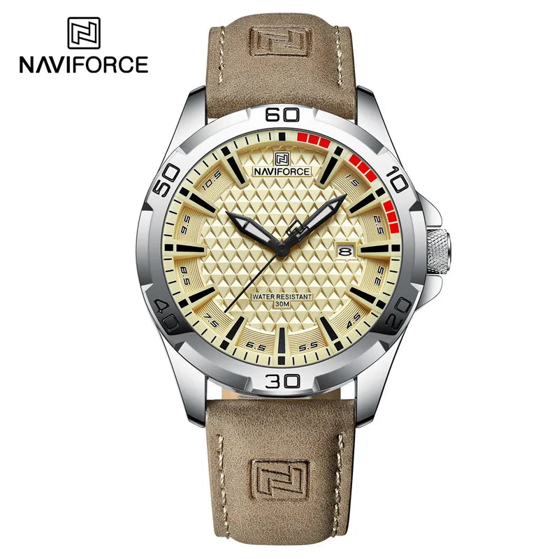 Men's Quartz Sports Watch Shockproof Waterproof Leather Strap with Calendar