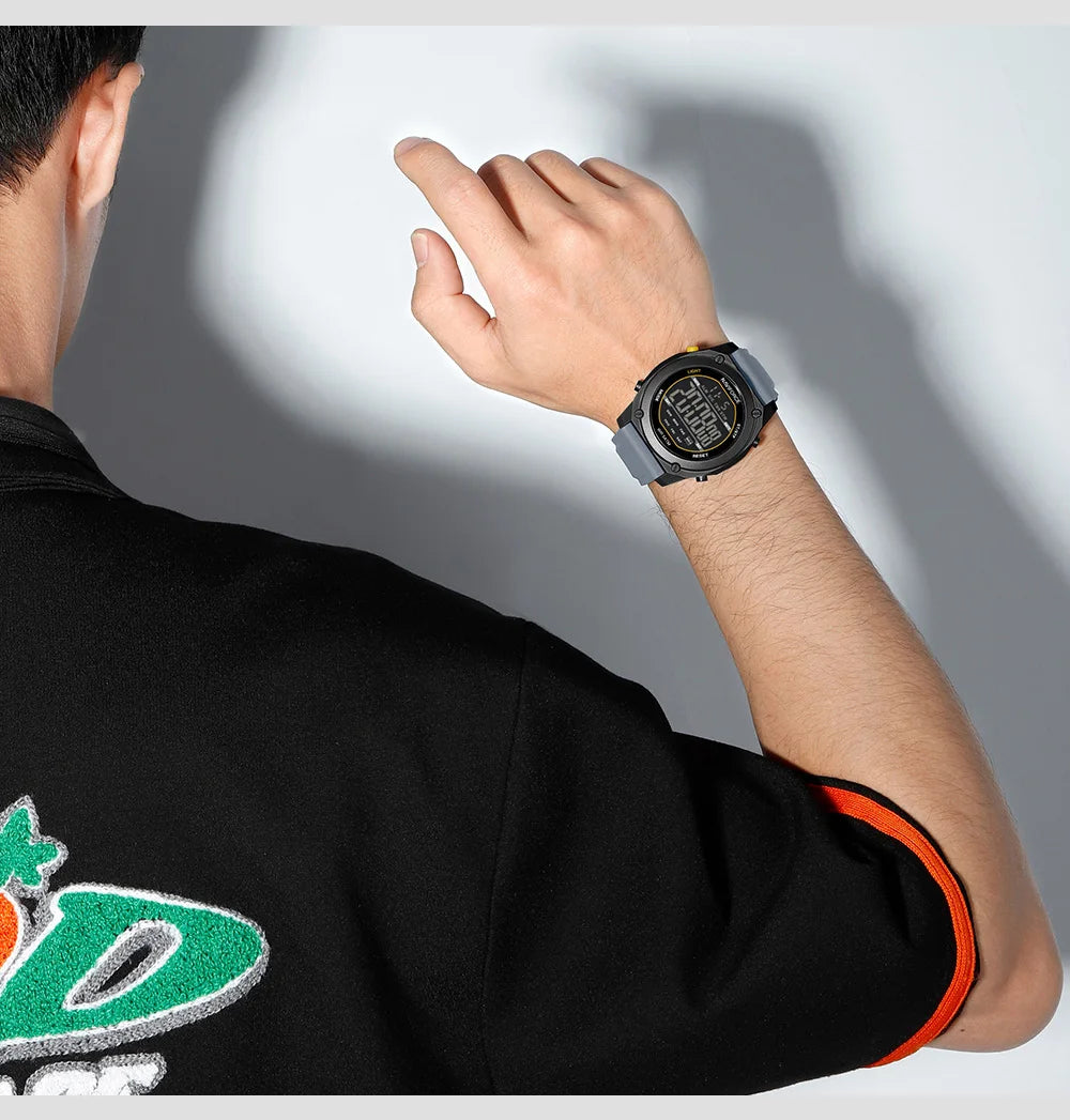 Men's Digital Sports Watch 50M Waterproof HD Electronic Screen with Alarm