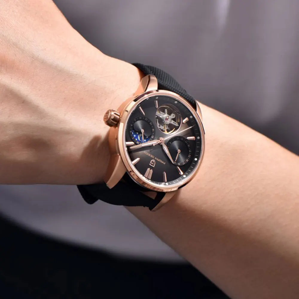 PAGANI DESIGN PD-YS021: Luxury Skeleton Automatic Watch – 100M Waterproof, Sapphire Crystal