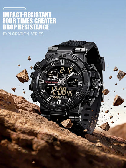 New Multi-Functional Waterproof Sports Watch Alloy Case and TPU Strap, Stopwatch Alarm  and Shock-Resistant