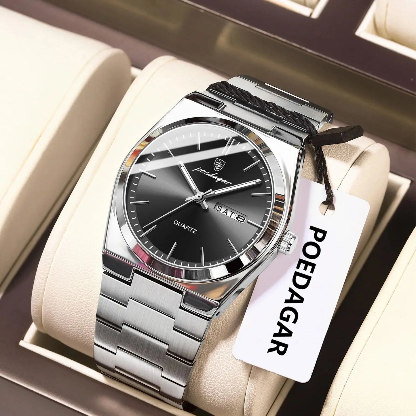 POEDAGAR Luminous, Waterproof Luxury Men's Quartz Wristwatch Day/Date