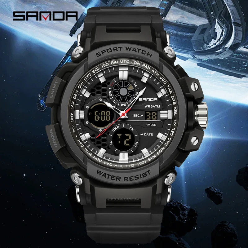Sport Digital Watch Dual Display with Snooze & Alarm