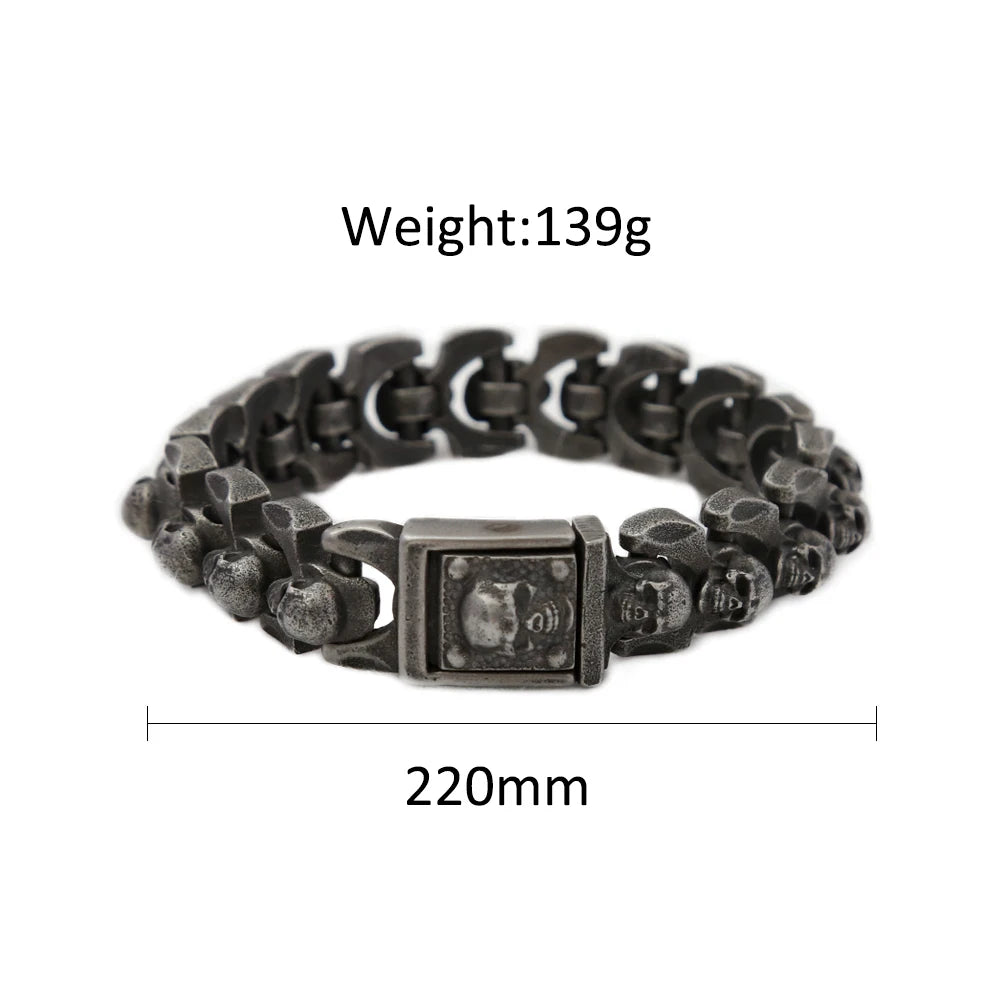 Heavy Skull Bracelet - 316L Stainless Steel