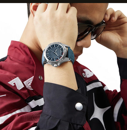 Waterproof Sports Quartz Calendar Watches Leather Strap