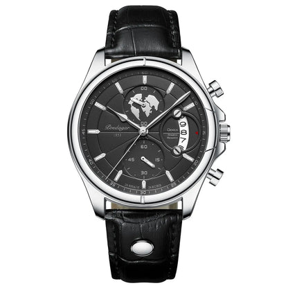 Luxury Men's Business Leather Quartz Watch – Waterproof with Chronograph and Date