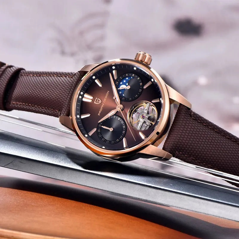 PAGANI DESIGN PD-YS021: Luxury Skeleton Automatic Watch – 100M Waterproof, Sapphire Crystal