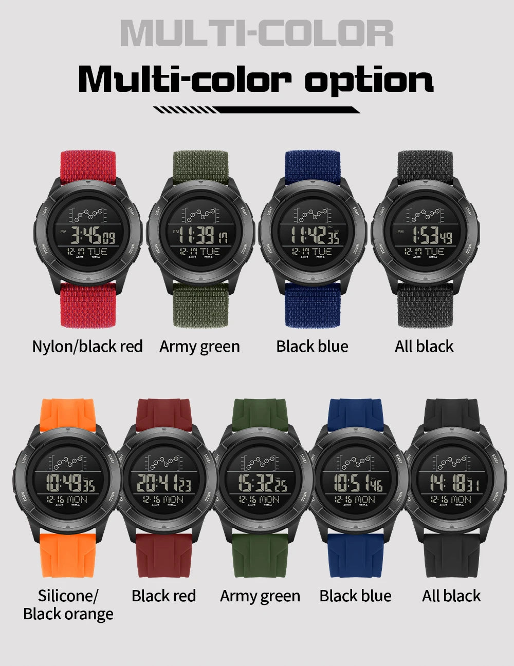 Outdoor Shockproof Watches Nylon Strap Sport Watch