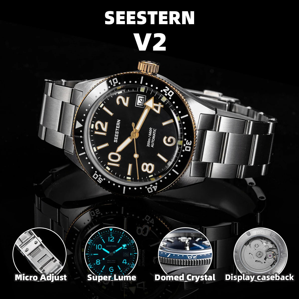 SEESTERN S434 V2 Automatic Diver - Upgraded 39mm Skin Diver