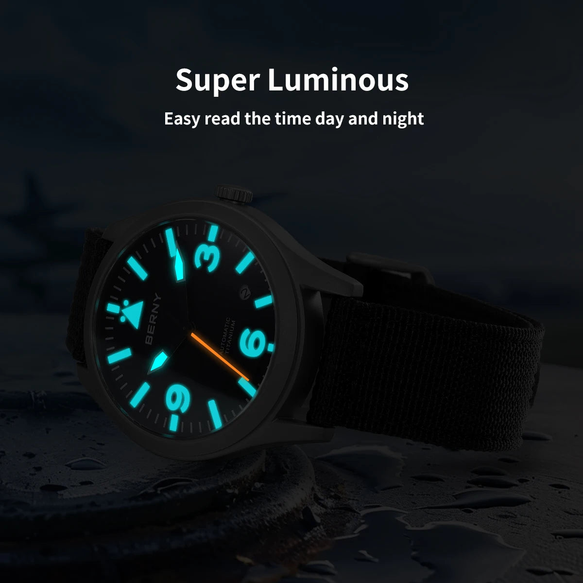 BERNY Titanium Automatic Field Watch – Mechanical Military Wristwatch with Sapphire Crystal