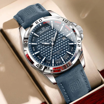 Waterproof Sports Quartz Calendar Watches Leather Strap