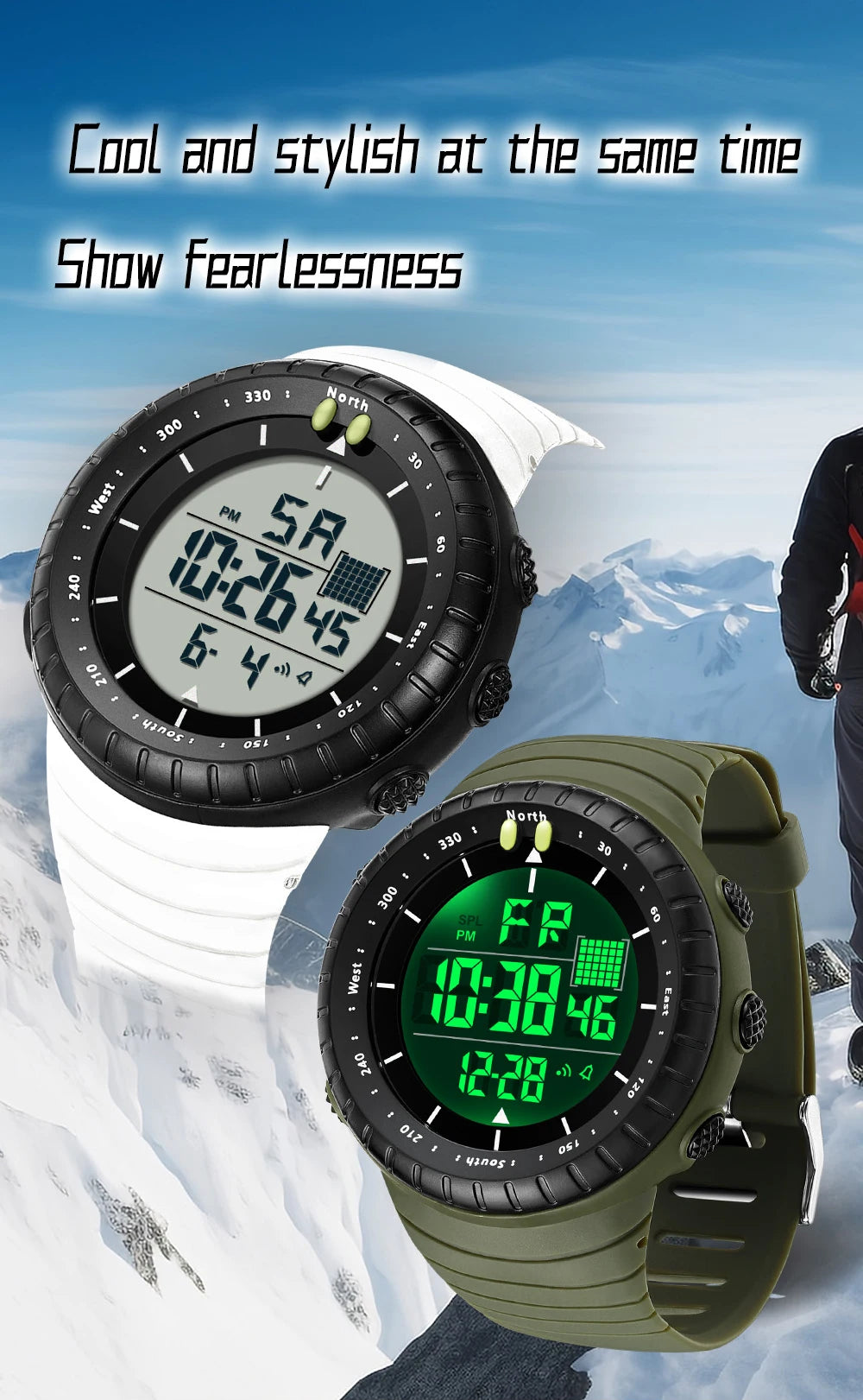New Sports Electronic Watch LED Alarm Clock Multi functional Night Light & Waterproof