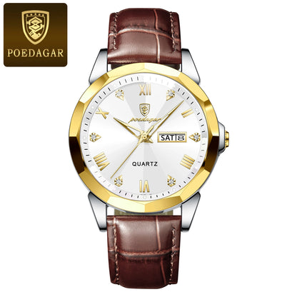 Classic Men’s Leather Quartz Watch – Day & Date