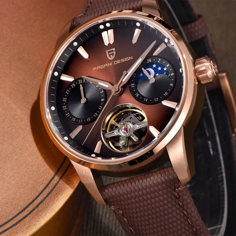 PAGANI DESIGN PD-YS021: Luxury Skeleton Automatic Watch – 100M Waterproof, Sapphire Crystal