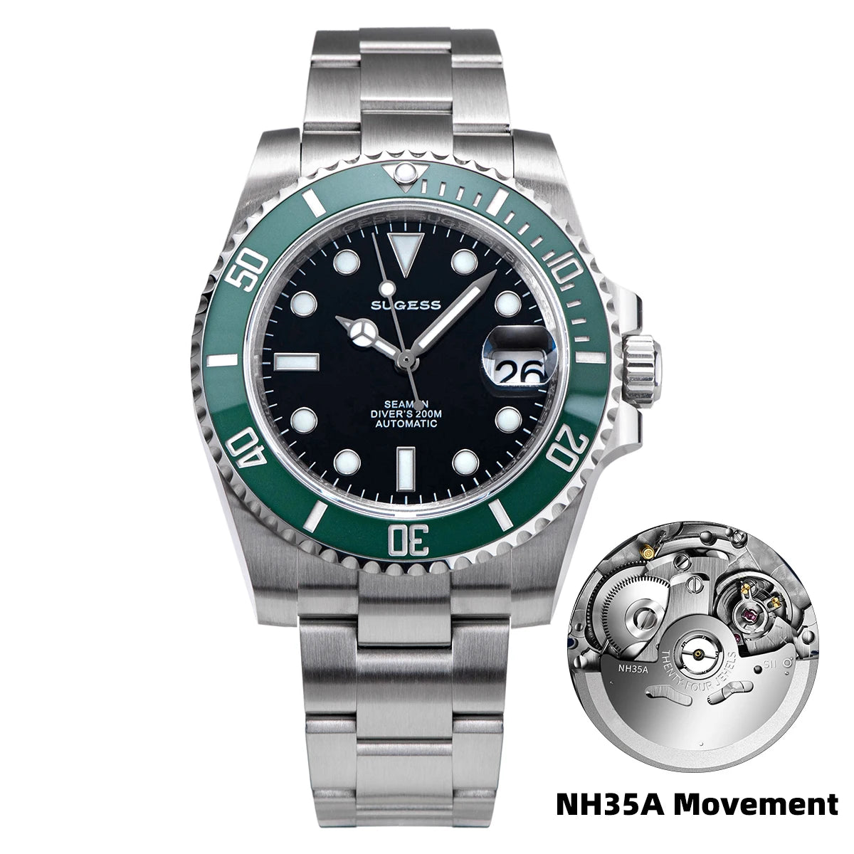 Sugess Ocean Star SU126610LV Automatic Diver – Ceramic Green Bezel 40mm Luxury Sports Watch