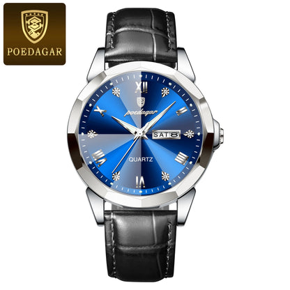 Classic Men’s Leather Quartz Watch – Day & Date