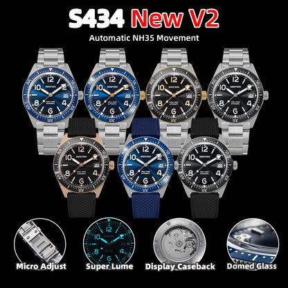 SEESTERN S434 V2 Automatic Diver - Upgraded 39mm Skin Diver