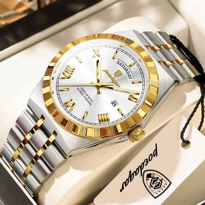 Classic Men's Day-Date Stainless Steel Quartz Watch