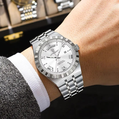 Classic Men's Day-Date Stainless Steel Quartz Watch