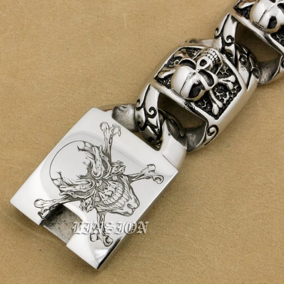Mens Heavy Pirate Skull Bracelet - 316L Stainless Steel