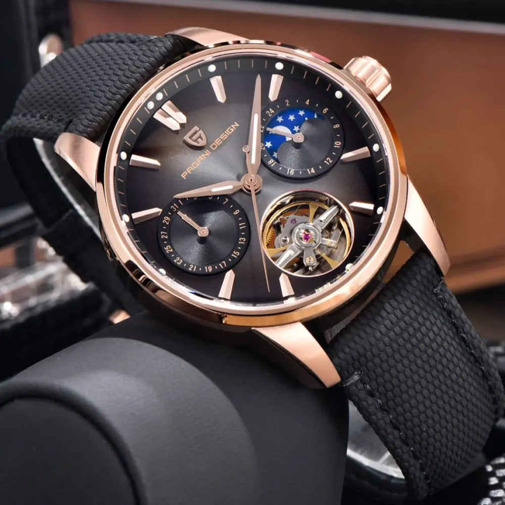 PAGANI DESIGN PD-YS021: Luxury Skeleton Automatic Watch – 100M Waterproof, Sapphire Crystal