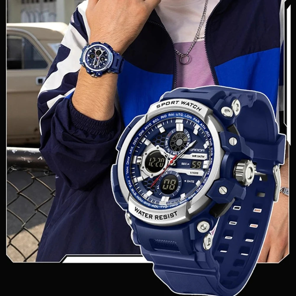 Sport Digital Watch Dual Display with Snooze & Alarm