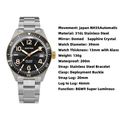 SEESTERN S434 V2 Automatic Diver - Upgraded 39mm Skin Diver