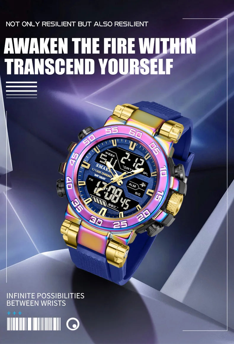 New Multi-Functional Waterproof Sports Watch Alloy Case and TPU Strap, Stopwatch Alarm  and Shock-Resistant