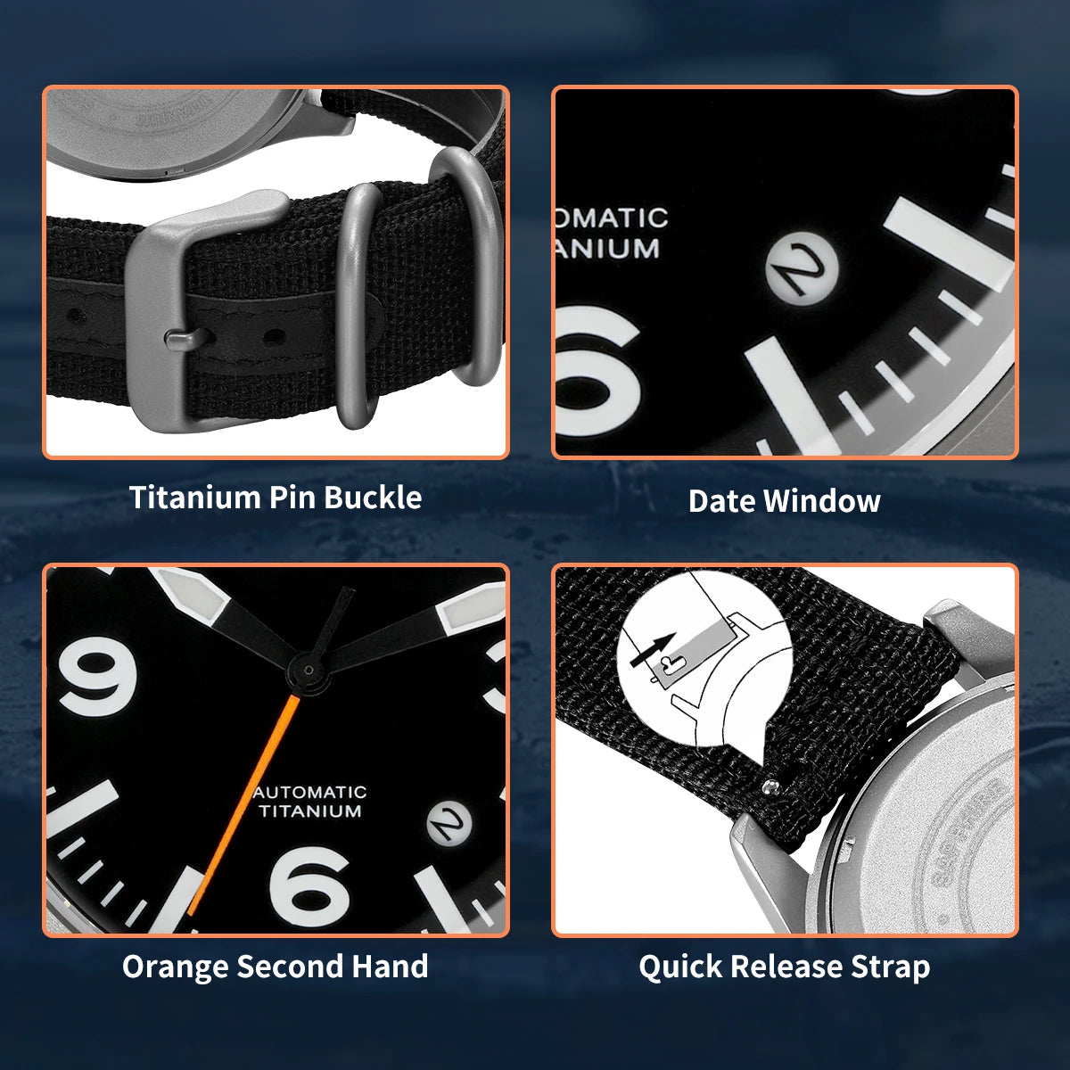 BERNY Titanium Automatic Field Watch – Mechanical Military Wristwatch with Sapphire Crystal