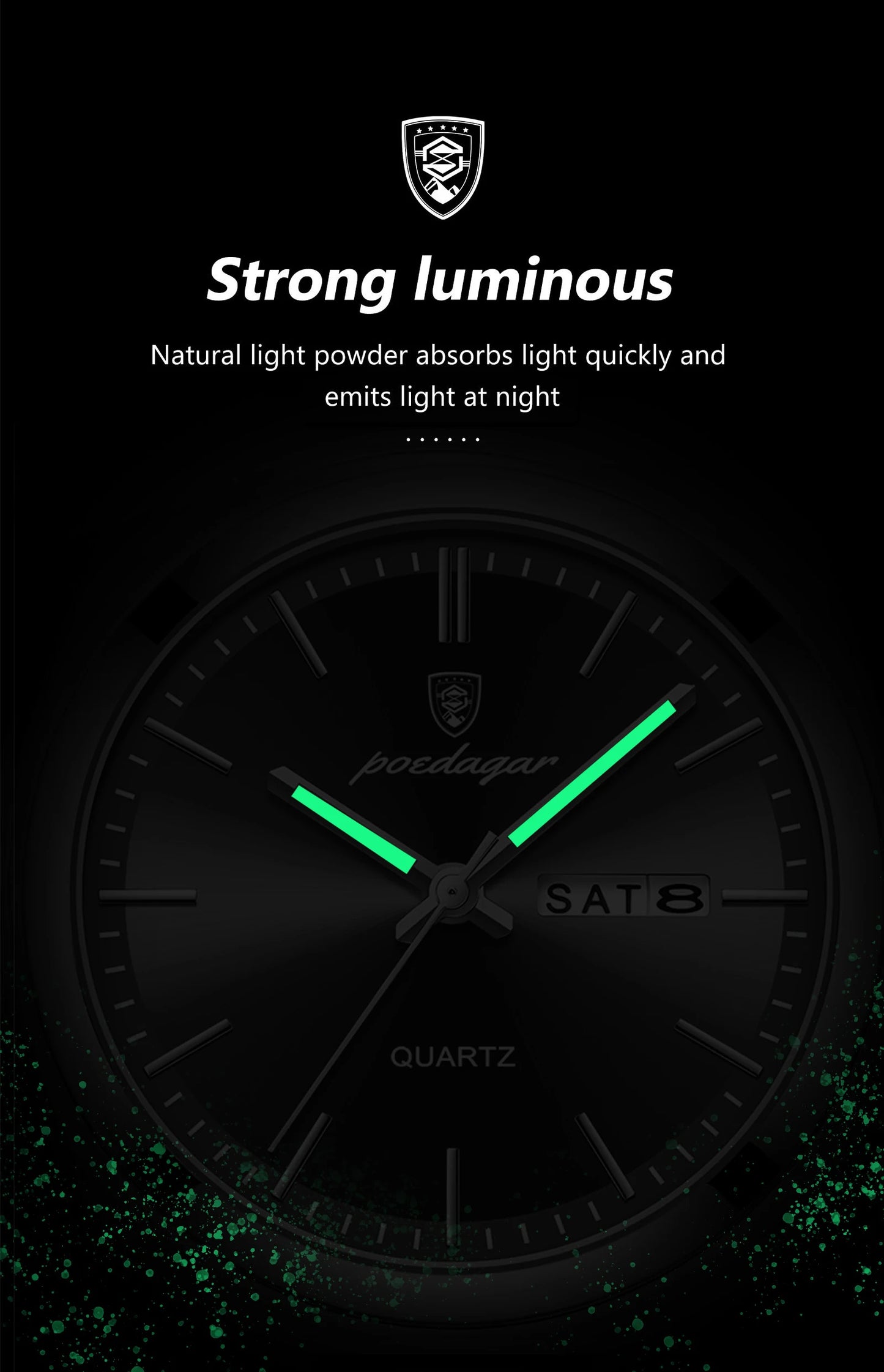 POEDAGAR Luminous, Waterproof Luxury Men's Quartz Wristwatch Day/Date