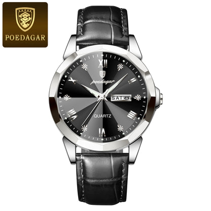 Classic Men’s Leather Quartz Watch – Day & Date