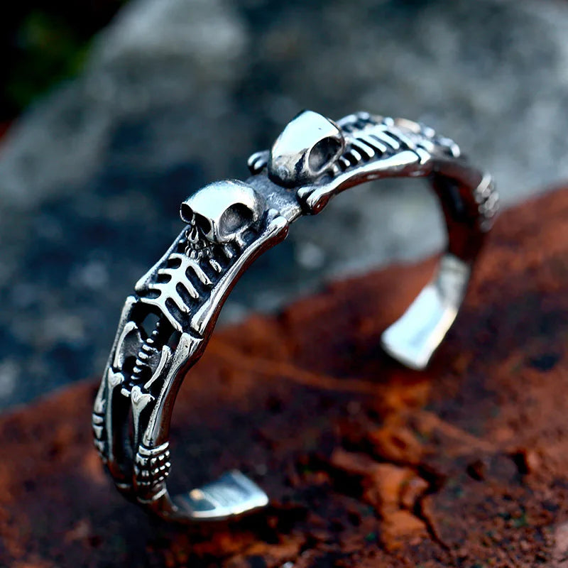 Death Grip Skull Bangle – Solid 316L Stainless Steel Viking Bracelet