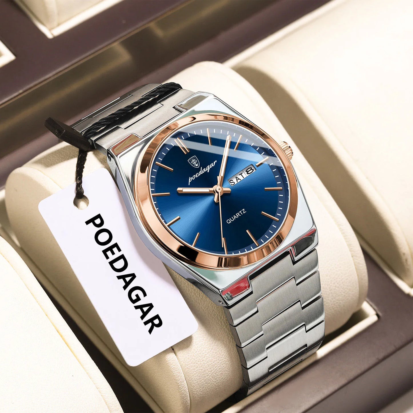 POEDAGAR Luminous, Waterproof Luxury Men's Quartz Wristwatch Day/Date