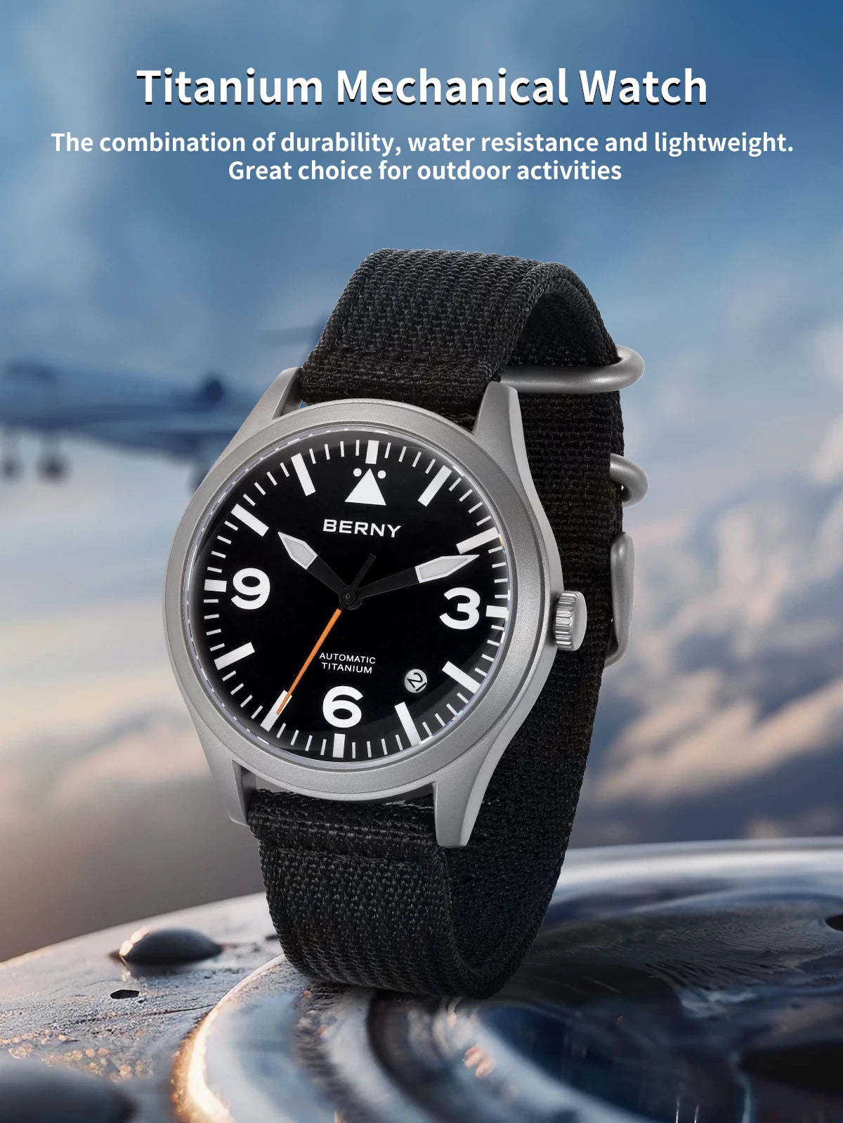 BERNY Titanium Automatic Field Watch – Mechanical Military Wristwatch with Sapphire Crystal