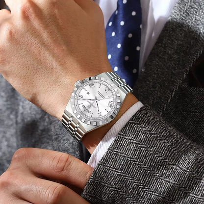 Classic Men's Day-Date Stainless Steel Quartz Watch
