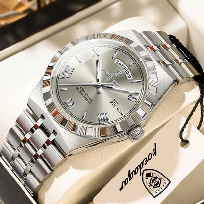 Classic Men's Day-Date Stainless Steel Quartz Watch