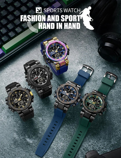 New Multi-Functional Waterproof Sports Watch Alloy Case and TPU Strap, Stopwatch Alarm  and Shock-Resistant