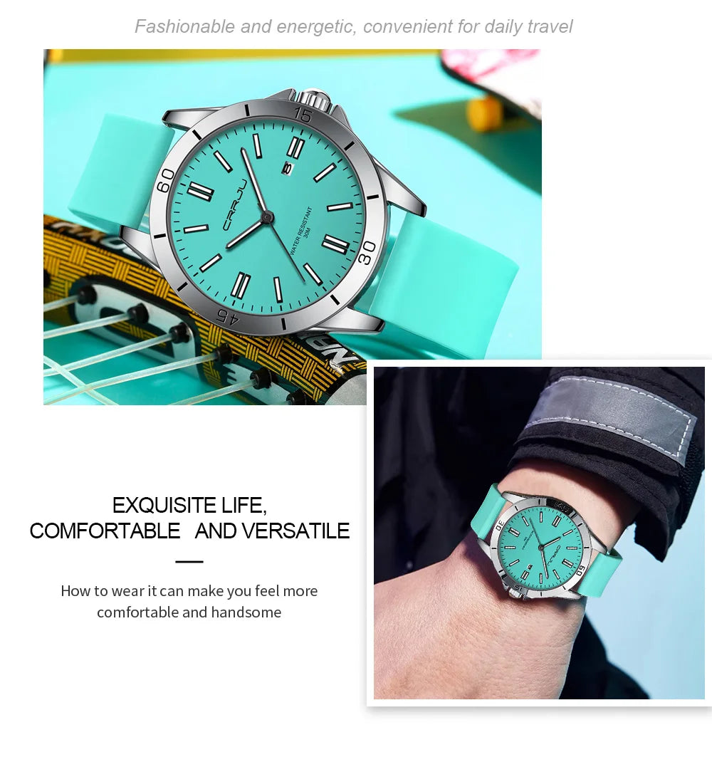 Sleek Sport Quartz Watch with Silicone Band