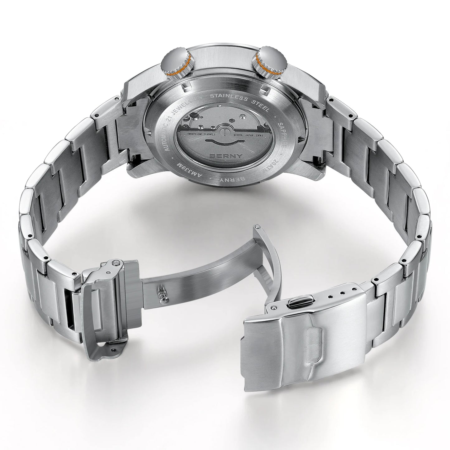 BERNY AM339M Men’s Automatic Watch – 5ATM Waterproof, Sapphire Crystal Exhibition Caseback