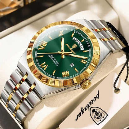 Classic Men's Day-Date Stainless Steel Quartz Watch
