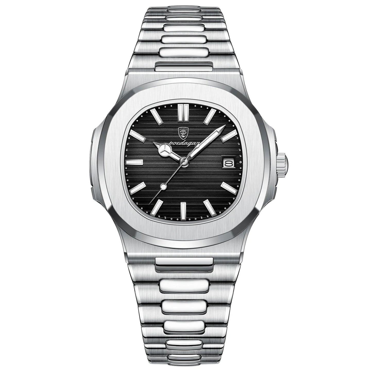 POEDAGAR Luxury Square Quartz Men's Watch - Waterproof Stainless Steel Dress Timepiece