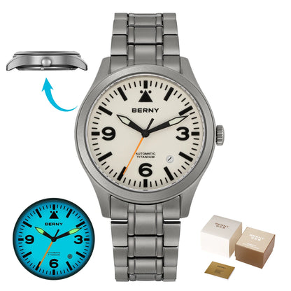 BERNY Titanium Automatic Field Watch – Mechanical Military Wristwatch with Sapphire Crystal