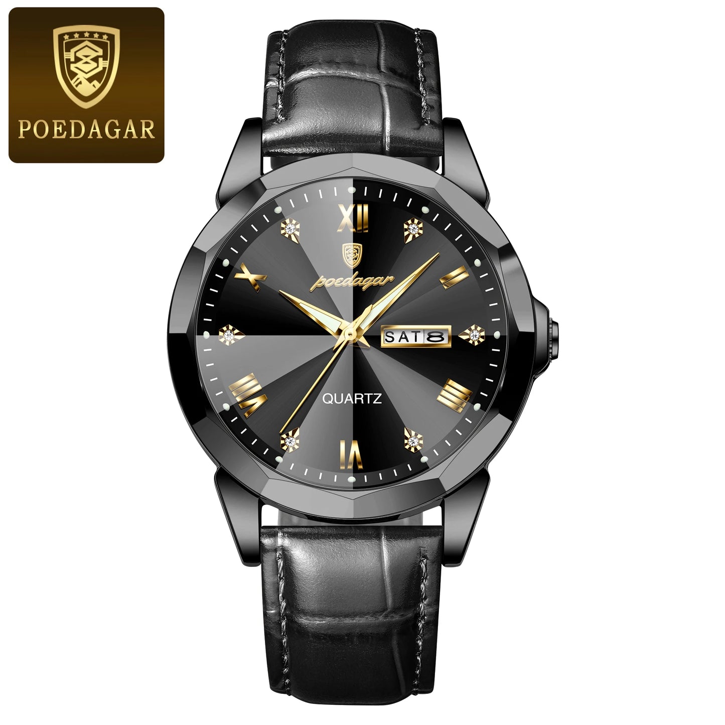 Classic Men’s Leather Quartz Watch – Day & Date