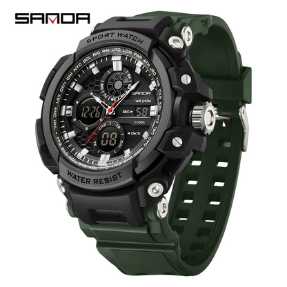 Sport Digital Watch Dual Display with Snooze & Alarm
