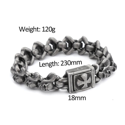 Heavy Cross Skull Bracelet for Men - 316L Stainless Steel
