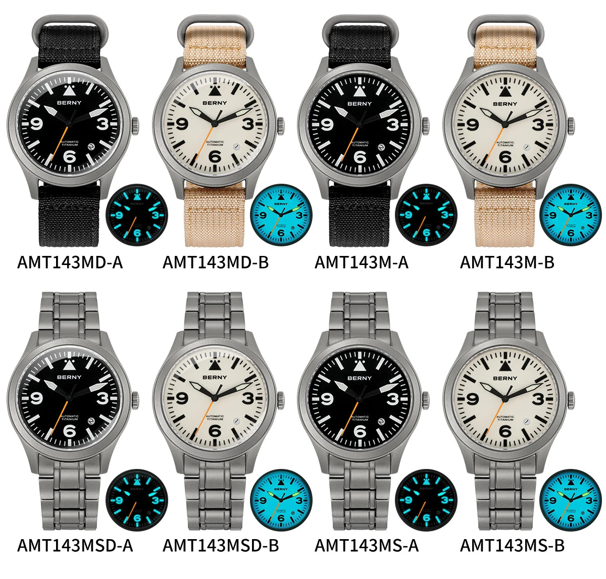 BERNY Titanium Automatic Field Watch – Mechanical Military Wristwatch with Sapphire Crystal