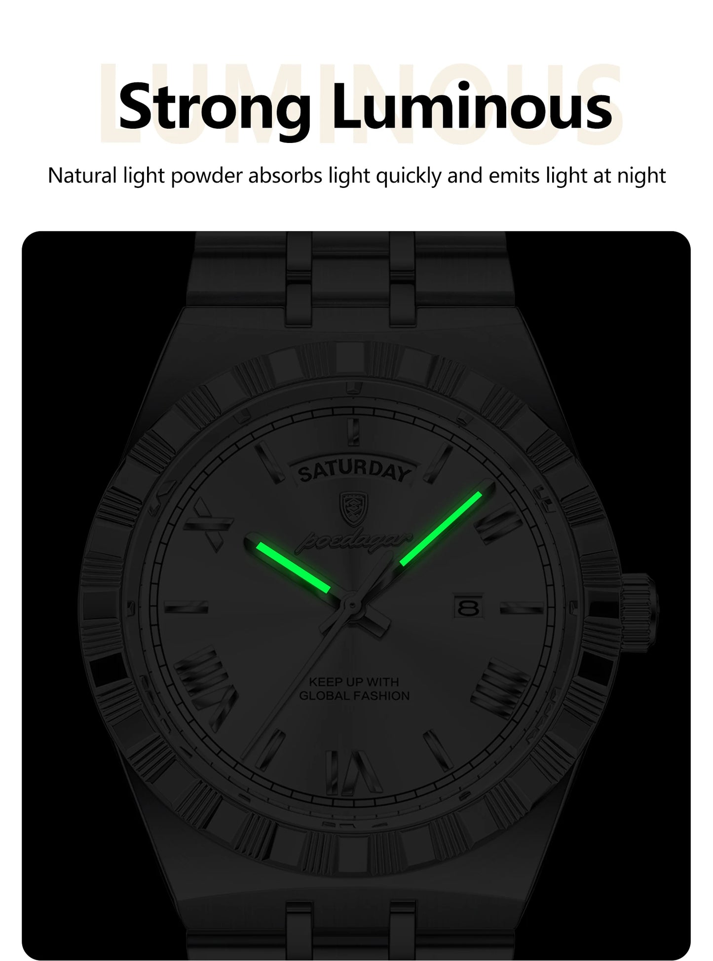 Classic Men's Day-Date Stainless Steel Quartz Watch