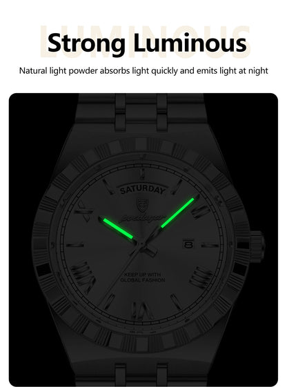 Classic Men's Day-Date Stainless Steel Quartz Watch