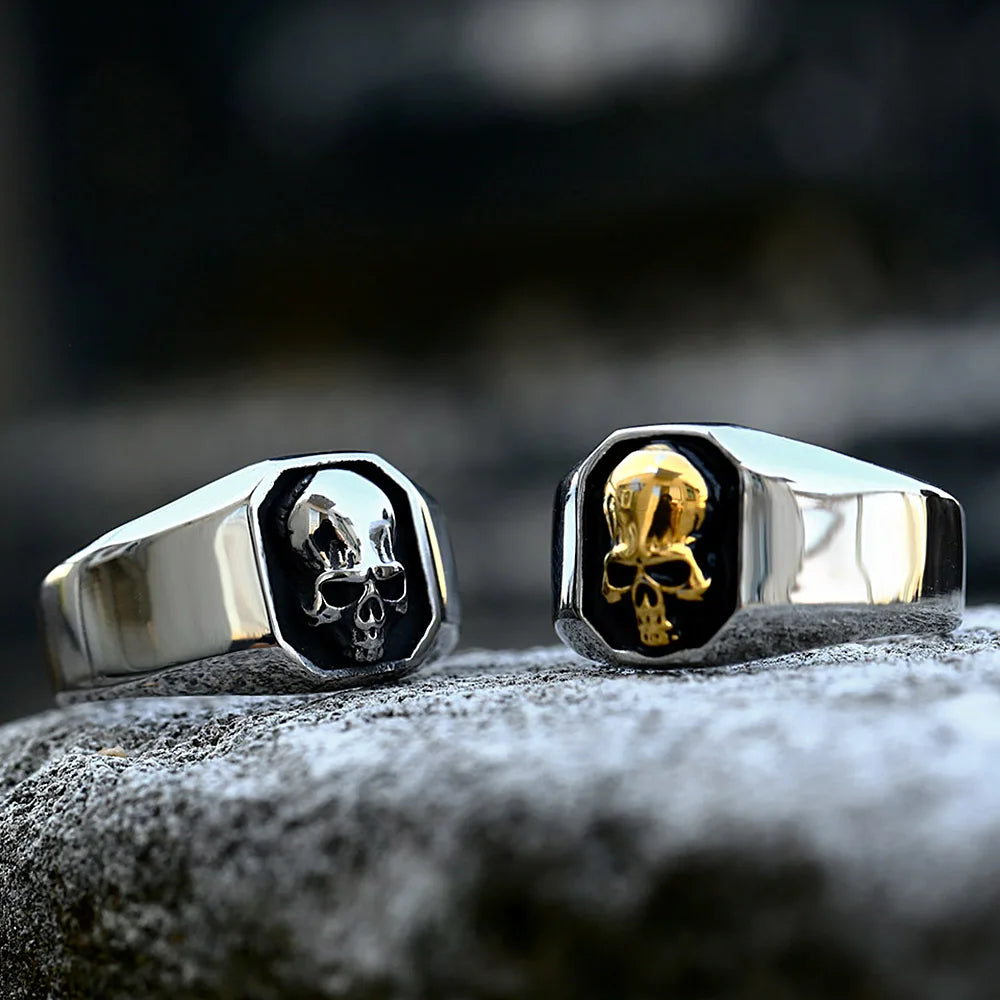 High Polish Vintage 316L Stainless Steel Skull Ring