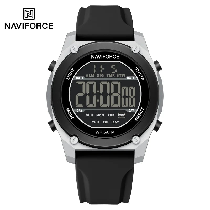 Men's Digital Sports Watch 50M Waterproof HD Electronic Screen with Alarm