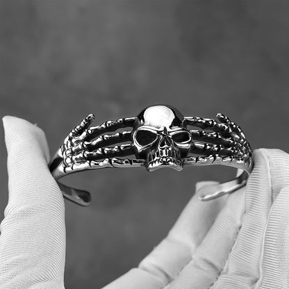 Death Grip Skull Bangle – Solid 316L Stainless Steel Viking Bracelet
